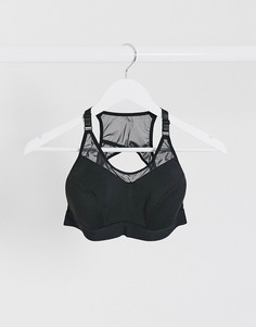 Черный спортивный бюстгальтер с сетчатой отделкой Ivory Rose Fuller Bust