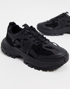 Черные кроссовки на массивной подошве с резиновыми вставками ASOS DESIGN-Синий