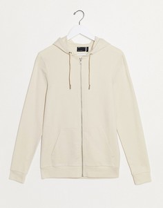 Бежевый худи из органического хлопка на молнии ASOS DESIGN
