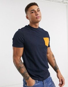 Темно-синяя футболка из органического хлопка с контрастным карманом ASOS DESIGN-Темно-синий