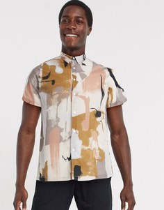 Свободная рубашка с абстрактным принтом ASOS DESIGN-Розовый