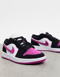 Белые/розовые/черные низкие кроссовки Nike Air Jordan 1-Розовый