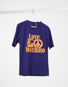 Футболка с принтом символа мира Love Moschino-Синий