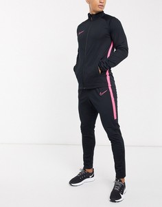 Черный спортивный костюм с розовыми вставками Nike Football Аcademy