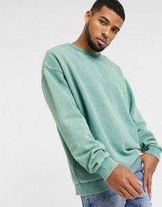 Зеленый выбеленный oversized-свитшот ASOS DESIGN
