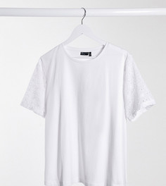 Футболка с цветочным рисунком на рукавах ASOS DESIGN Curve-Белый