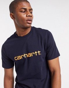 Темно-синяя футболка с логотипом на груди Carhartt WIP-Темно-синий