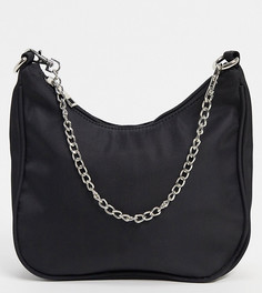 Эксклюзивная черная сумка на плечо в стиле 90-х с ремешком-цепочкой Glamorous-Черный
