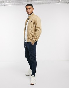 Светло-коричневая хлопковая куртка Харрингтон с логотипом Polo Ralph Lauren Baracuda-Светло-коричневый