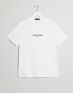 Белая футболка с вышитым логотипом Fred Perry-Белый