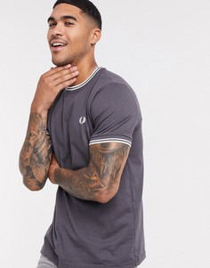 Серая футболка с контрастной отделкой Fred Perry-Серый