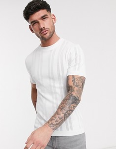 Трикотажная футболка с отделкой в рубчик River island-Белый