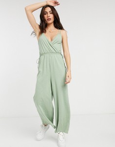 Шалфейно-зеленый комбинезон с двойными тонкими бретельками ASOS DESIGN