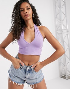 Лавандовый кроп-топ с халтером ASOS DESIGN-Белый