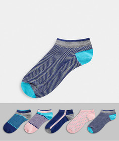 Набор из 5 пар спортивных носков с узорами ASOS DESIGN-Мульти