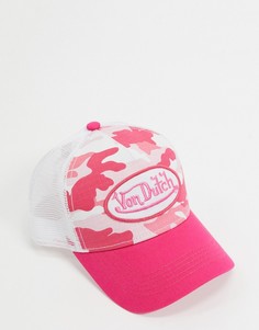 Кепка с камуфляжным принтом и логотипом Von Dutch-Розовый