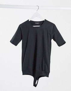 Черный боди-футболка из органического хлопка OW Intimates