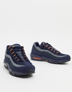 Сине-оранжевые кожаные кроссовки с логотипом Nike Air Max 95-Темно-синий