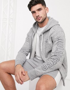 Худи серого цвета на молнии с логотипом Hollister-Серый