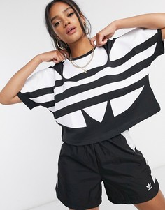 Черная короткая футболка с логотипом adidas Originals-Черный