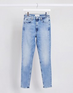 Голубые джинсы скинни с завышенной талией Calvin Klein-Синий
