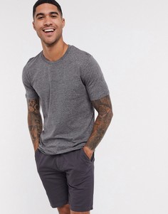 Черная меланжевая футболка с круглым вырезом Selected Homme-Черный