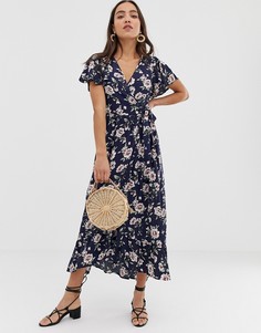 Band Of floral print wrap maxi dress-Мульти