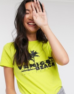 Футболка с короткими рукавами и пляжным принтом Only-Желтый