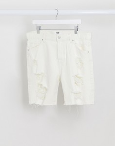 Белые джинсовые шорты Bershka-Белый