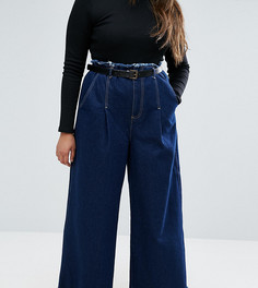 Джинсы с широкими штанинами и ремнем ASOS CURVE-Синий