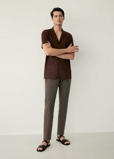 Хлопковые брюки slim fit в клетку - Volterra Mango