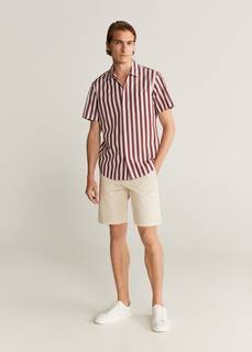 Хлопковая рубашка regular fit в полоску - Traca Mango