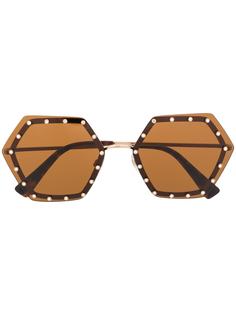 Valentino Eyewear солнцезащитные очки в шестиугольной оправе