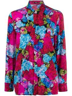 Versace рубашка с цветочным принтом и длинными рукавами