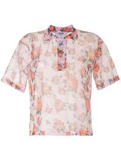 MSGM полупрозрачная рубашка с цветочным принтом