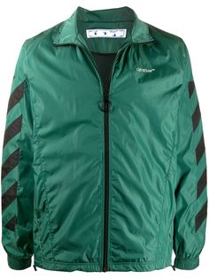 Off-White DIAG NYLON JACKET DARK GREEN WHITE