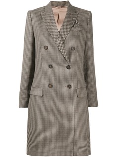 Brunello Cucinelli двубортное пальто в ломаную клетку