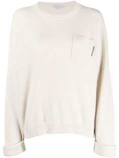 Brunello Cucinelli трикотажный джемпер в рубчик