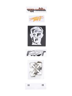 Off-White STICKERS SET - MASKED FACE BLACK WHITE