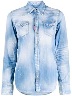 Dsquared2 джинсовая рубашка с эффектом потертости