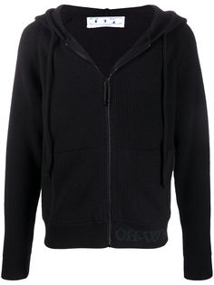 Off-White logo-motif knitted hoodie