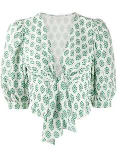 Sandro Paris блузка с принтом и завязками