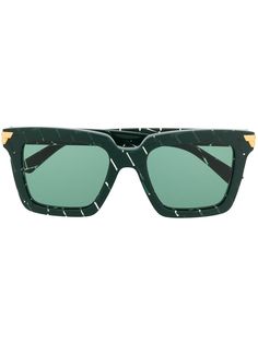 Bottega Veneta Eyewear солнцезащитные очки в массивной квадратной оправе в полоску