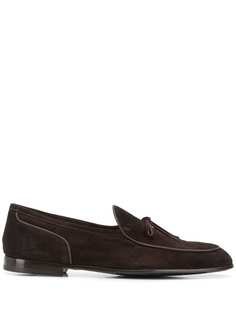 Doucals bow-embellished almond toe loafers
