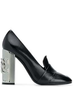 Casadei туфли-лодочки на блочном каблуке с металлическим логотипом