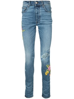 AMIRI джинсы скинни с цветочной вышивкой