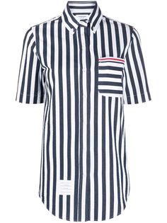 Thom Browne рубашка из сирсакера в вертикальную полоску