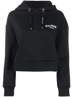Balmain logo-print cropped hoodie