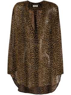 Saint Laurent leopard print asymmetric blouse