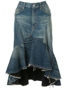 Junya Watanabe Comme des Garçons Pre-Owned многослойная джинсовая юбка с оборками